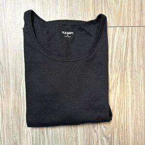 Black Waffle Knit Top